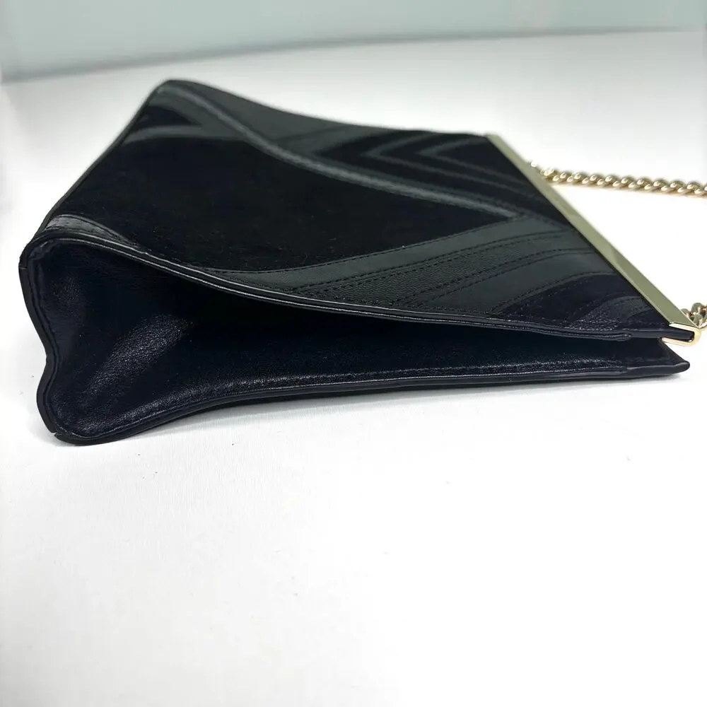 DVF Soirée Tuxedo Bag Black Leather, Suede Gold Chain